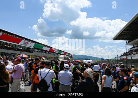 Circuito Internazionale del Mugello, Mugello, Italia, 11 giugno 2023, La griglia di partenza del circuito Internazionale del Mugello vista durante la gara MotoGP Gran Premio d'Italia - Campionato del mondo MotoGP Foto Stock