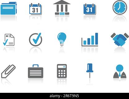 Icone aziendali blu Illustrazione Vettoriale