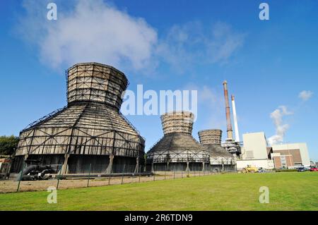 Torri di raffreddamento, centrale a carbone, Datteln, Renania settentrionale-Vestfalia, Germania, EON AG, torre di raffreddamento Foto Stock