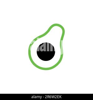 Icona della Fruit Line Art di Mezza Avocado. Logotipo della dieta Keto Illustrazione Vettoriale