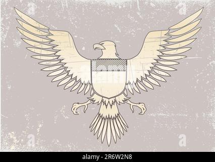 Illustrazione Vettoriale di stemma bird - aquila medievale del mio design in stile grunge Illustrazione Vettoriale