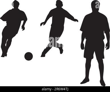 illustrazione vettoriale del giocatore di calcio in bianco e nero Illustrazione Vettoriale