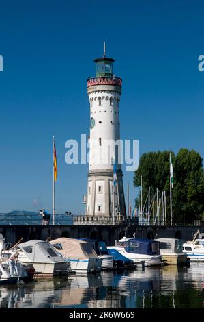 Faro, porto, Lindau, Lago di Costanza, Baviera, Germania Foto Stock