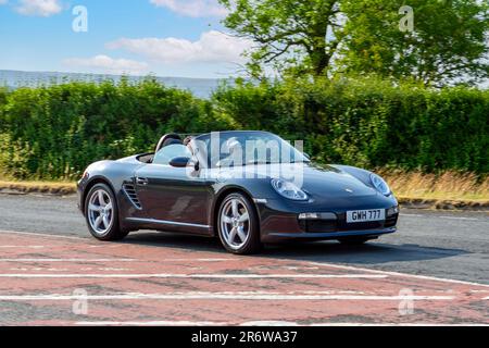 Una Porsche Boxster Grey Car Roadster a benzina al Classic & Performance Motor Show presso la Hoghton Tower Foto Stock