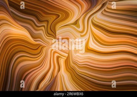 Una composizione visiva vibrante composta da onde curve in tonalità di marrone. Foto Stock