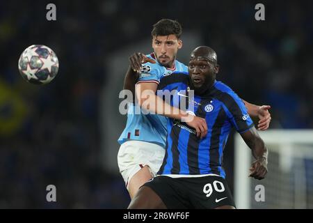 Istanbul, Turchia. 10th giugno, 2023. Romelu Lukaku del FC Internazionale durante la finale di UEFA Champions League tra il Manchester City FC e il FC Internazionale allo Stadio Olimpico Ataturk di Istanbul, Turchia, il 10 giugno 2023. Credit: Giuseppe Maffia/Alamy Live News Foto Stock