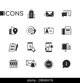 City Office - insieme di icone di stile design di linea Illustrazione Vettoriale