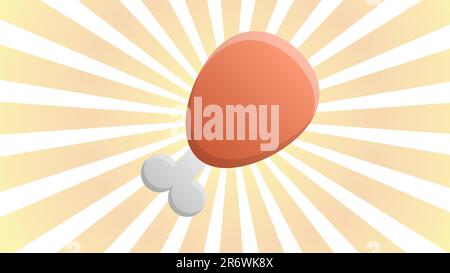 Coscia di pollo. Cosce icona fritto in stile piatto. Bastone. Illustrazione Vettoriale