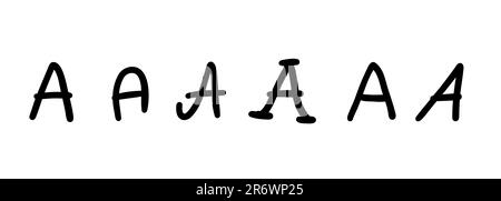 Scribble nero inglese latino Un simbolo di lettera dell'alfabeto. Illustrazione vettoriale in stile fumetto disegnata a mano isolato su sfondo bianco. Per gli studenti Illustrazione Vettoriale