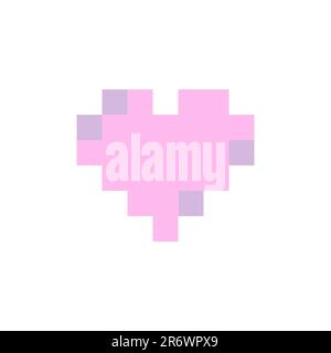 Cuore rosa in stile pixel art. Illustrazione vettoriale. Illustrazione Vettoriale