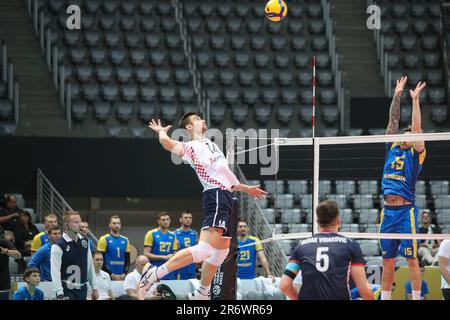 Zara, Croazia. 11th giugno, 2023. Marino Marcelico di Croazia durante il CEV Volleyball European Golden League 2023 gruppo B incontro tra Croazia e Ucraina al Kresimir Cosic Sports Hall di Zadar, Croazia, il 11 giugno 2023. Foto: Sime Zelic/PIXSELL Credit: Pixsell/Alamy Live News Foto Stock