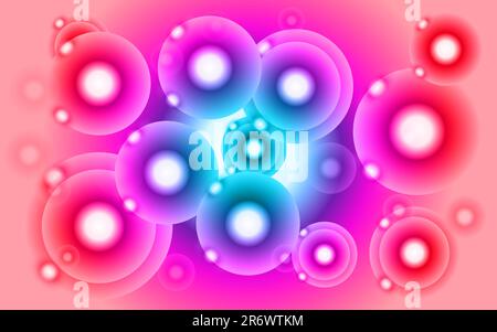 Astratto, multicolori, scintillante, luminoso, bello, cerchi luminosi, sfere, bolle, punti luminosi, onde, spruzzi d'acqua. Lo sfondo. Vettore i Illustrazione Vettoriale
