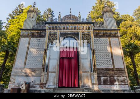 Chiosco moresco nei terreni del palazzo Linderhof, stato della Baviera, Germania. Foto Stock