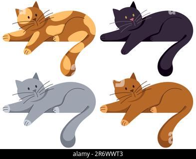 Gatto sdraiato sul bianco Illustrazione Vettoriale
