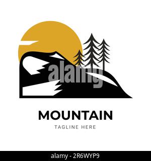 Logo vintage di montagna per l'azienda Illustrazione Vettoriale