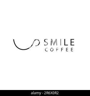 Design del logo del Coffee Shop con l'icona della tazza Illustrazione Vettoriale