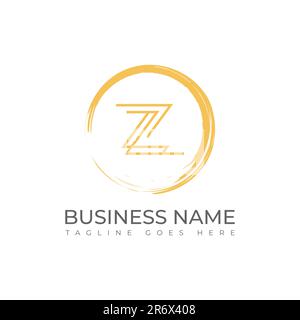 Lettera iniziale Z logo zen spa e massaggio bellezza logo design. Lettera z interno della pittura a pennello - Enso Zen Circle Vector Zen logo - Vector Illustrazione Vettoriale