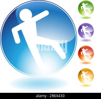 Icona di cristallo del pavimento scivoloso isolata su uno sfondo bianco. Illustrazione Vettoriale