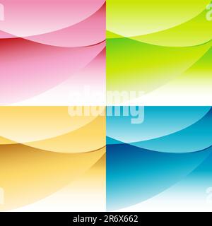 Set di sfondo astratto con forme curve sovrapposte con spazio per la copia. Illustrazione Vettoriale