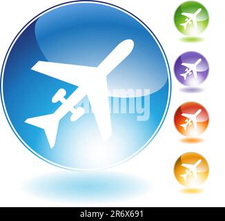 Aereo icona di cristallo isolate su uno sfondo bianco. Illustrazione Vettoriale