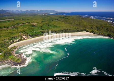 Immagine aerea di Cox Bay, BC, Canada Foto Stock