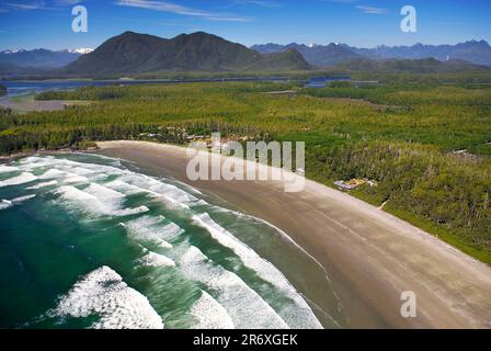 Immagine aerea di Cox Bay, BC, Canada Foto Stock