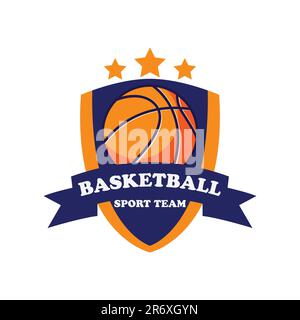 Immagine vettoriale logo club basket. Creazione modello logo Basketball Club per Sports Team Vector Illustrazione Vettoriale