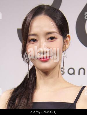 L'attrice sudcoreana Park min-Young partecipa a un evento di lancio del marchio di cosmetici '3650' a Tokyo, Giappone, il 8 giugno 2023. Credit: AFLO/Alamy Live News Foto Stock