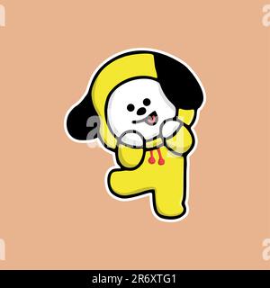 cute bt21 grande set adesivo concetto di design vettoriale Illustrazione Vettoriale