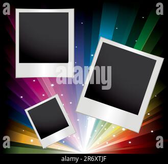 Serie vettoriale di foto stampate vuote su arcobaleno Illustrazione Vettoriale