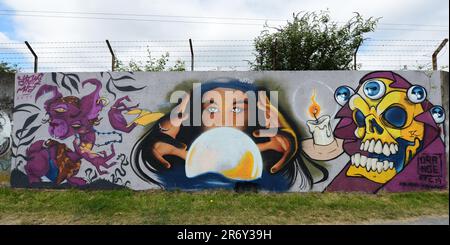 Murales di strada a Dublino, Irlanda. Foto Stock