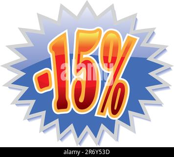 Sconto blu etichetta con red -15%. Illustrazione Vettoriale Illustrazione Vettoriale