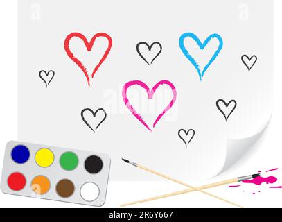 Vivaio cuore di disegno su un foglio di carta Illustrazione Vettoriale