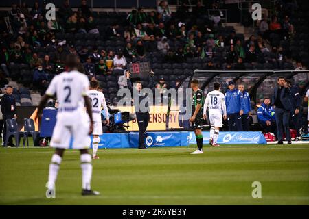 GEELONG, AUSTRALIA - 20 NOVEMBRE: Durante il turno 1 a-League incontro di calcio tra Western United FC e Melbourne Victory FC il 20 novembre 2021 al GMHBA Stadium di Geelong, Australia. Foto Stock