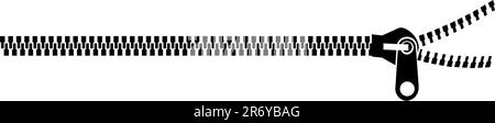 Zip nera su sfondo bianco. File vettoriale disponibile. Illustrazione Vettoriale