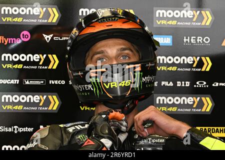 Mugello, Italia. 10th giugno, 2023. Il pilota italiano Luca Marini del Mooney VR46 Racing Team durante le Qualifiche del Gran Premio d'Italia MotoGP, Campionato del mondo MotoGP al Mugello, giugno 10 2023 Credit: Independent Photo Agency/Alamy Live News Foto Stock