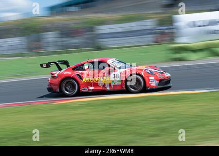 Circuito di Vallelunga, Roma, Italia 11 2023 giugno - Porsche Carrera Cup Italia, gara 2. Simone Iaquinta (ITA) in azione su pista durante gara due. Photo Credit: Fabio Pagani/Alamy Live News Foto Stock