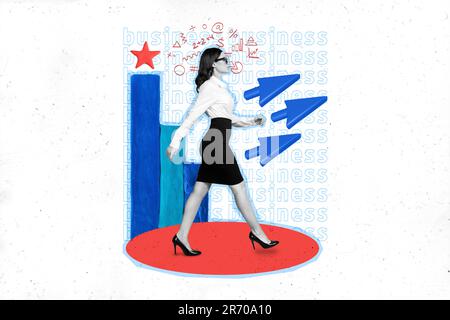 Design composito arte collage capretto disegnato appartamenti persone headless cartone animato residenziale quartiere case isolate su sfondo blu Foto Stock