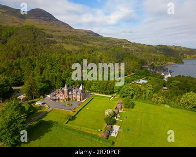 Vista aerea del Torridon Hotel a Ross and Cromarty, Highlands scozzesi, Scozia, Regno Unito Foto Stock