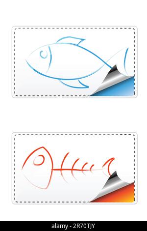 Illustrazione di un pesce che adesivo su un sfondo isolato Illustrazione Vettoriale