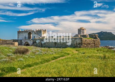 Porta di San Marco, dietro la fortezza di Bourtzi, Castello di Methoni, a Methoni, penisola del Peloponneso, Regione del Peloponneso, Grecia Foto Stock