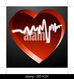 Una immagine di un 3D cuore impulso di monitor. Illustrazione Vettoriale