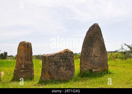 Menhir, sito archeologico, Tiya, Etiopia Foto Stock