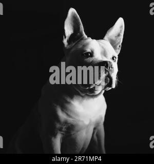 Francese Bulldog inglese Staffordshire terrier mix posa per un ritratto Foto Stock