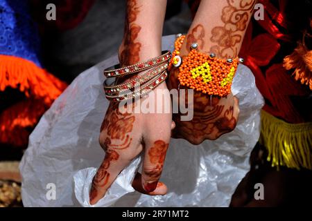 Pakistan. Rambur villaggio. maniglie Foto Stock