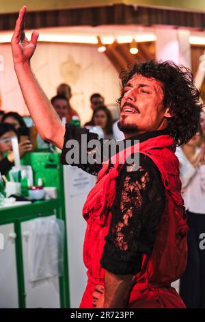 Mercado de la Paz, Madrid, Spagna. 12th giugno, 2023. Presentazione dello spettacolo di flamenco "Baile de bestia". Baile de bestias è il nuovo spettacolo di Jesus Carmona, ballerina di flamenco, e Manu Masaedo, cantante e compositore. Credit: EnriquePSans/Alamy Live News Foto Stock