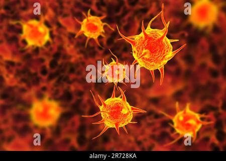 Illustrazione computerizzata di microrganismi patogeni astratti che possono essere utilizzati come background medico o scientifico. Foto Stock