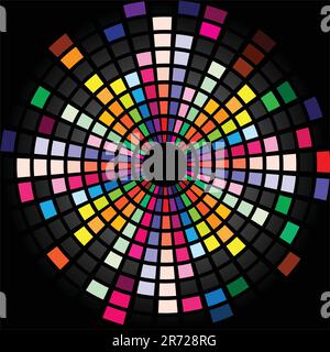 Display dell'equalizzatore grafico a colori per il design della pagina del titolo. Cerchio. Illustrazione Vettoriale