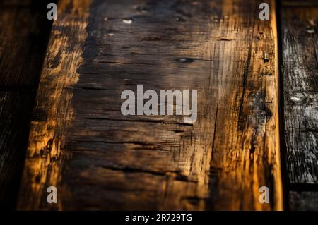 Vecchi pavimenti in legno con tracce di nero bruciato su sfondi astratti e texture. Foto Stock