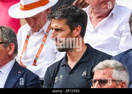 Parigi, Francia. 11th giugno, 2023. Tony Estanguet, presidente di Parigi 2024, durante la finale maschile al torneo di tennis French Open Grand Slam 2023 a Roland Garros, Parigi, Francia. Frank Molter/Alamy Live notizie Foto Stock